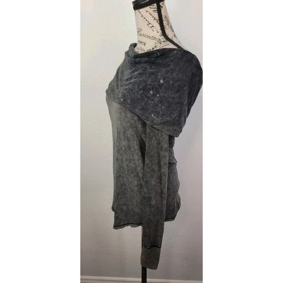 Free People Cosmo Top Sz Small Tie Dye Cowl Neck Off Shoulder Gray - Picture 4 of 9